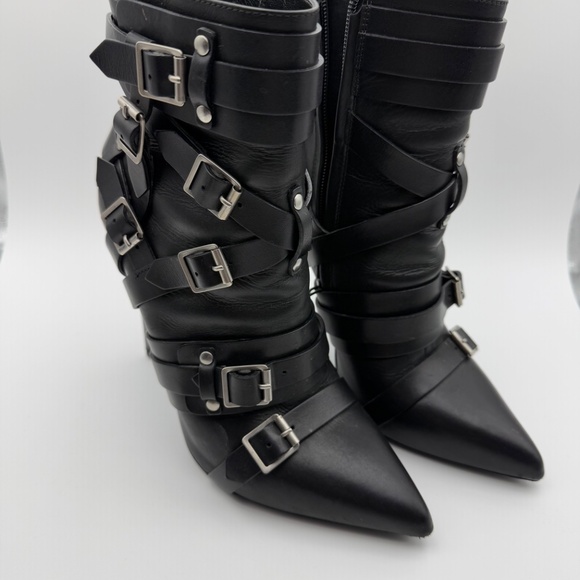 INSANE YSL MOTO BUCKLED STRAPPY ANKLE BOOTIES SIZE 40.5 - Picture 5 of 10